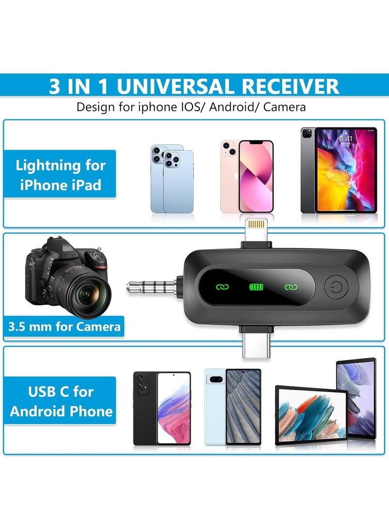 Wireless Microphone for iPhone/Android/Camera – Mini Lapel Mic with LED Display, Mute, Reverb & Noise Reduction – 3 in 1 Clip-on Microphone for TikTok, YouTube, Vlogging & Recording - Image 3