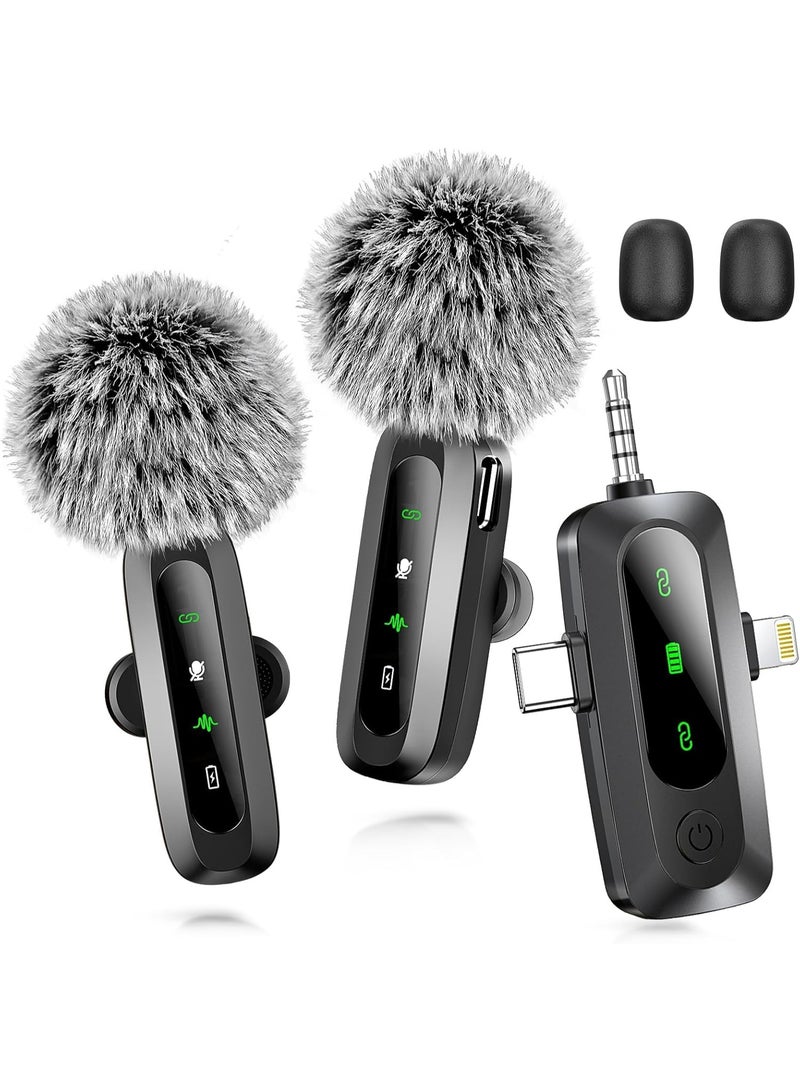 Wireless Microphone for iPhone/Android/Camera – Mini Lapel Mic with LED Display, Mute, Reverb & Noise Reduction – 3 in 1 Clip-on Microphone for TikTok, YouTube, Vlogging & Recording - Image 1