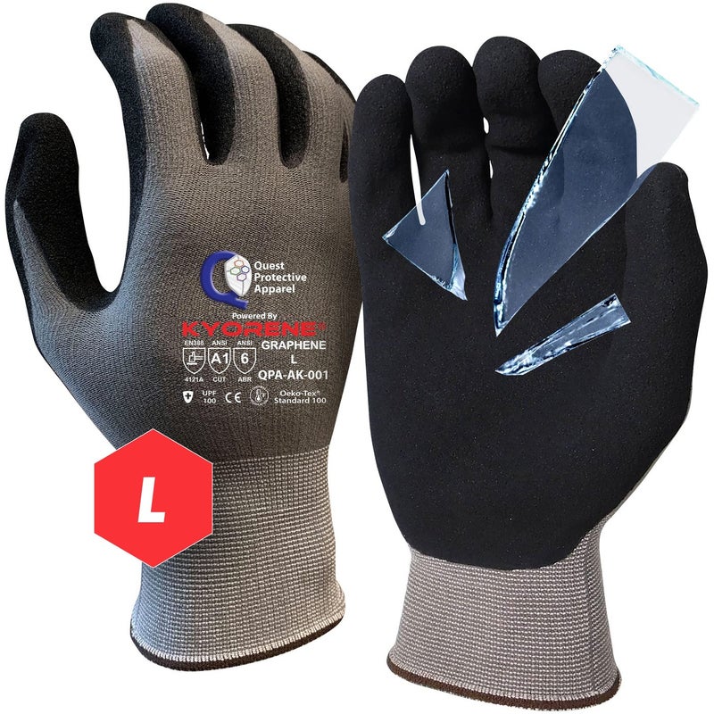 Quest Protective Apparel Cut Resistant Gloves Puncture Resistant Cutting Gloves for Work Constructed with Graphene Technology Large Case of 72