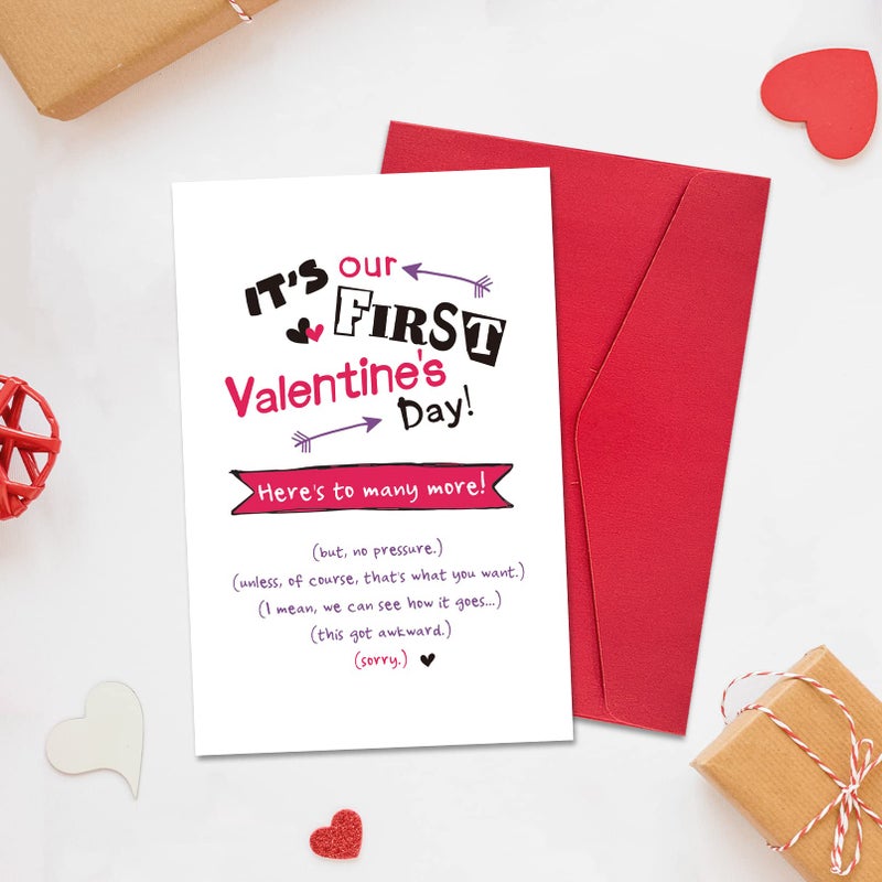 Ogeby Funny First Valentine's Day Card for Boyfriend Girlfriend, Cute Valentines Day Gifts for Him Her, Sarcastic 1st Valentines Cards Gifts for Couple Men Women - Image 4