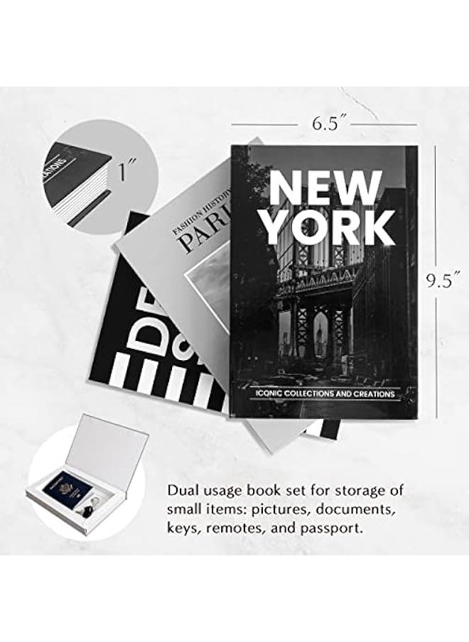 NIBEMINENT Designer Books Decor Set of 3 Hardcover Aesthetic Black & White Decorative Books for Home Decor Coffee Table Bookshelf TV Stand Entryway Décor Minimalist Modern Faux/Fake Book Box for Shelf Decoration  - Image 2