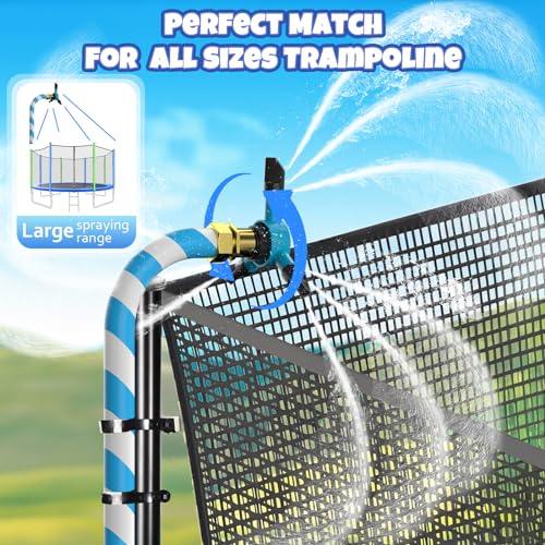 HaiSun Universal Trampoline Sprinkler, Net Friendly Trampoline Accessories, 360 Rotating Water Sprinkler of Trampolines, Outdoor Backyard Water Park Fun Summer Toys for Kids - Image 3