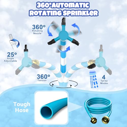 HaiSun Universal Trampoline Sprinkler, Net Friendly Trampoline Accessories, 360 Rotating Water Sprinkler of Trampolines, Outdoor Backyard Water Park Fun Summer Toys for Kids - Image 4