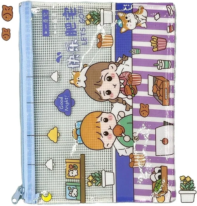 كاغيت جيمي دوكان Paper Ship Shop Cute Transparent and Zippered Blue A5 File Folder/Collector/Pencil Case/Zipper Bag