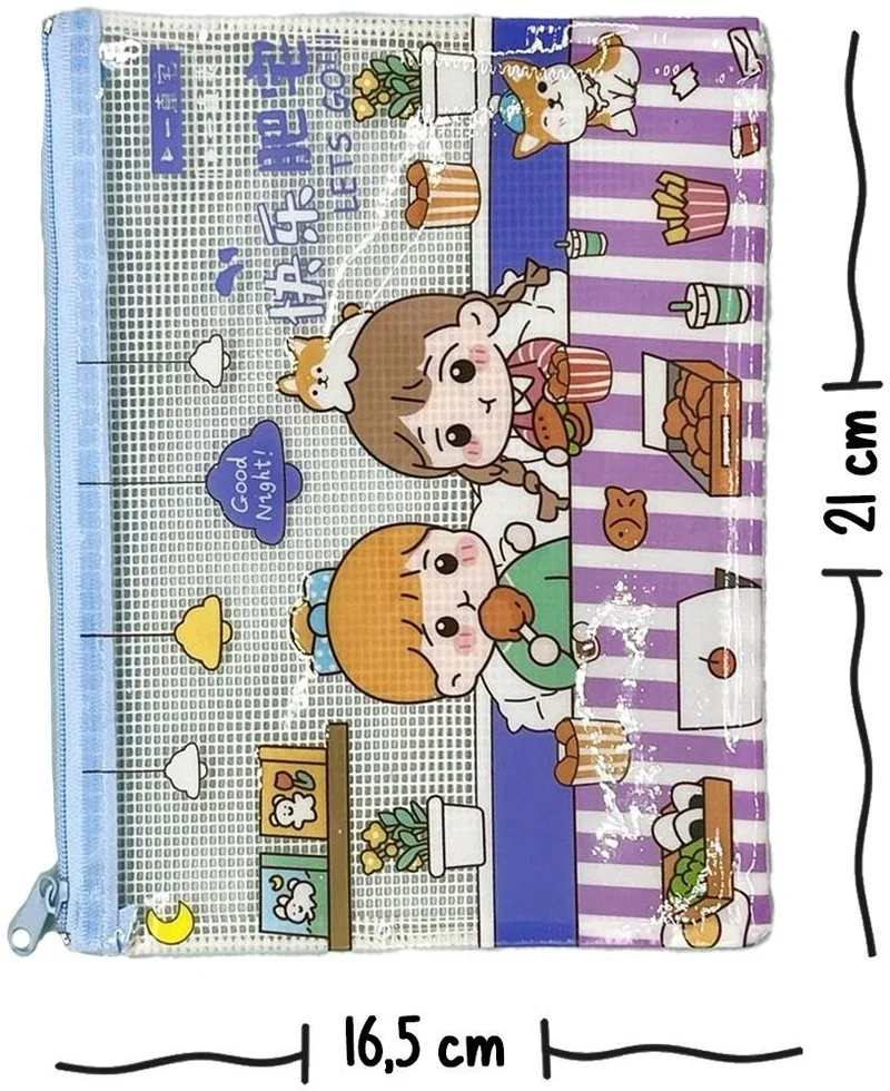 كاغيت جيمي دوكان Paper Ship Shop Cute Transparent and Zippered Blue A5 File Folder/Collector/Pencil Case/Zipper Bag