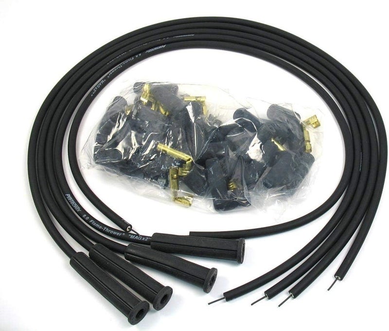 804280 Flame-Thrower Black Universal 180 Degree 8mm 4 Cylinder Spark Plug Wire