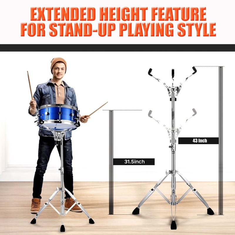 Softline Pro Concert Snare Drum Stand Extended Height Double Braced Tripod Stand Adjustable Fit For 10"-14" Dia Drums Height Range 77-110cm (SP SS-LEH) - Image 2