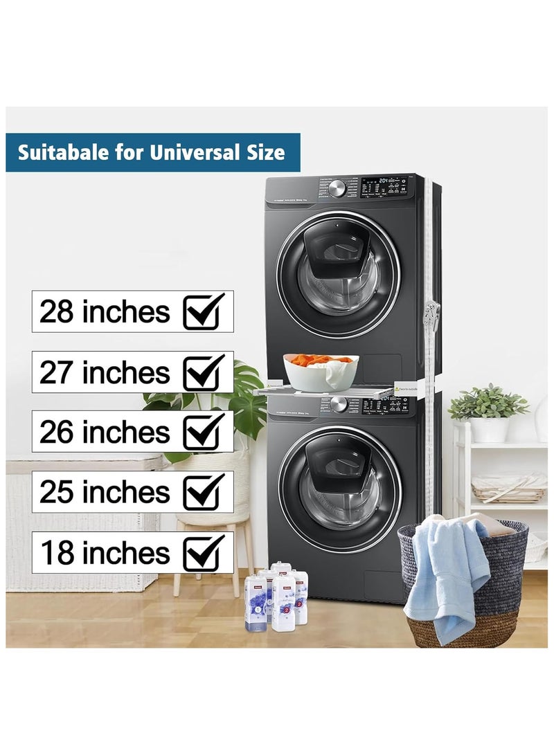 NANAO مجموعة تكديس غسالة ومجفف، مجموعة تكديس عالمية للغسالة والمجفف مع رف منزلق قابل للسحب، مجموعة تكديس قابلة للتعديل للأحمال الأمامية من 18-29 بوصة، حل موفر للمساحة الصغيرة لمجموعة التكديس - Image 3