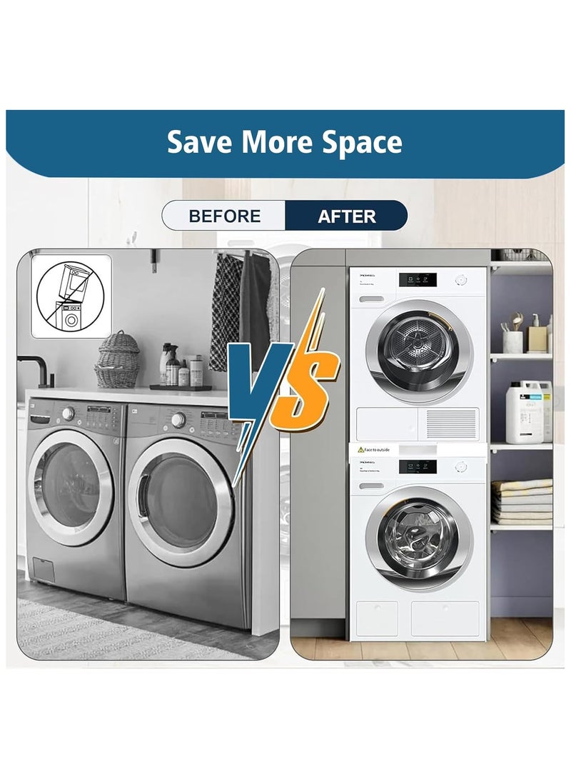 NANAO مجموعة تكديس غسالة ومجفف، مجموعة تكديس عالمية للغسالة والمجفف مع رف منزلق قابل للسحب، مجموعة تكديس قابلة للتعديل للأحمال الأمامية من 18-29 بوصة، حل موفر للمساحة الصغيرة لمجموعة التكديس - Image 2