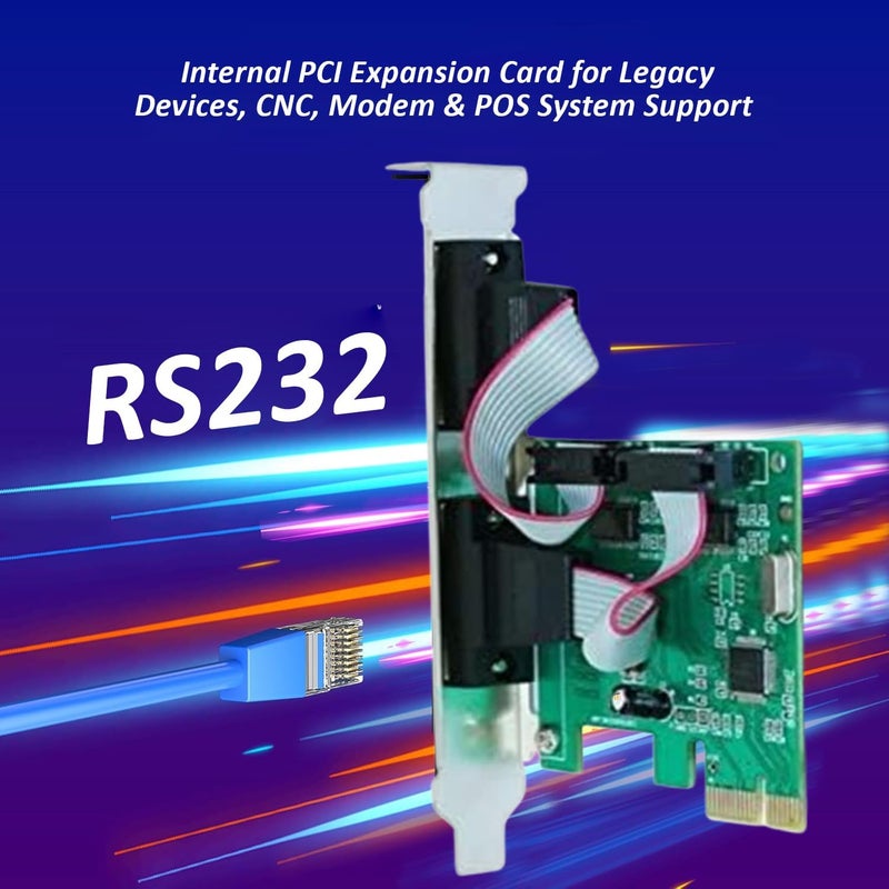 Hexabyte PCI Express Serial Card 9-Pin RS232 – High-Speed PCIe to COM Port Adapter for Desktop PC – DB9 Interface Expansion Card (Green) - Image 4