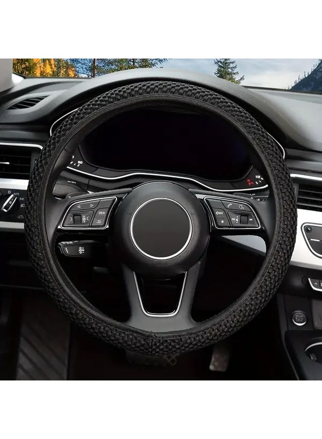 Black Ergonomic Steering Wheel Cover All Season Non Slip Breathable - Image 5