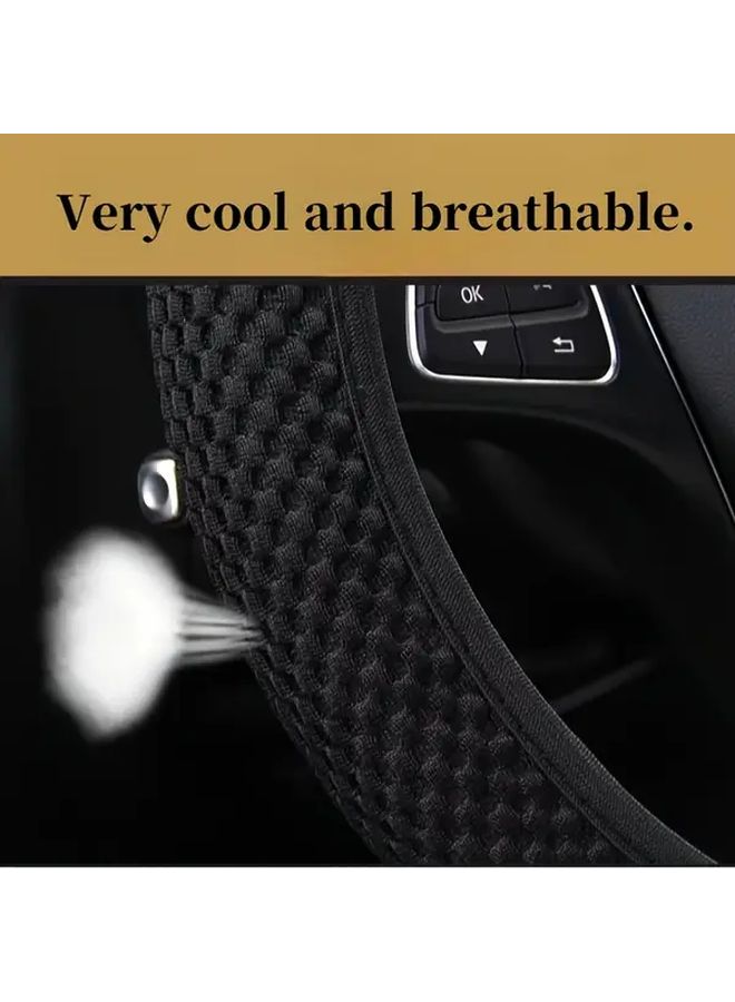 Black Ergonomic Steering Wheel Cover All Season Non Slip Breathable - Image 3