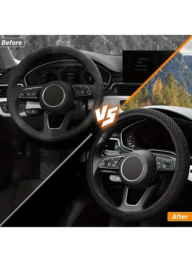 Black Ergonomic Steering Wheel Cover All Season Non Slip Breathable - Image 4