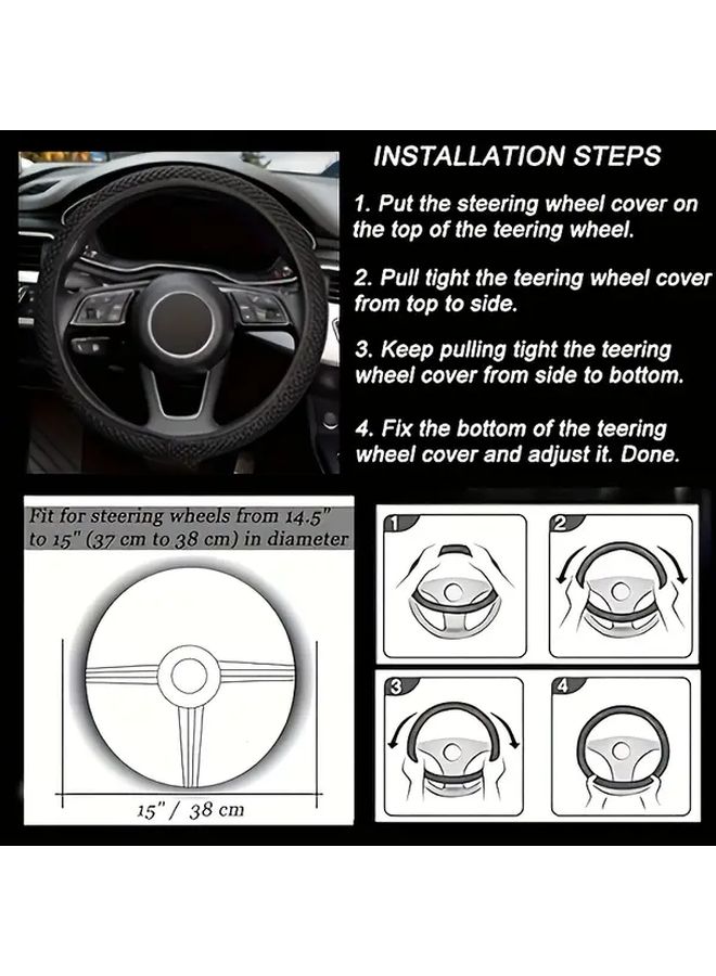 Black Ergonomic Steering Wheel Cover All Season Non Slip Breathable - Image 2
