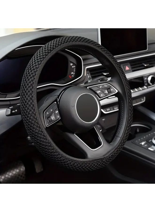 Black Ergonomic Steering Wheel Cover All Season Non Slip Breathable - Image 1