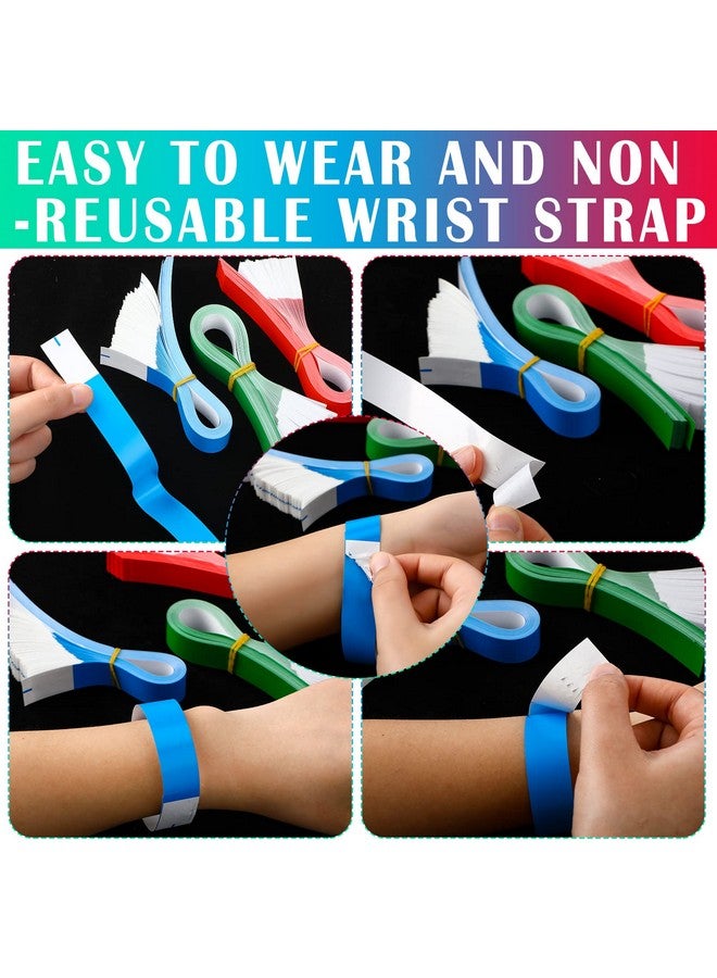 Tudomro 300 Pieces Paper Wristbands For Events Waterproof Neon Wrist Bands Concert Identification Wristbands Hand Bands For Events Adhesive Wristbands For Party (Red Blue Green) - Image 4