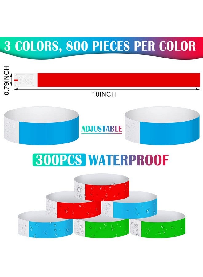 Tudomro 300 Pieces Paper Wristbands For Events Waterproof Neon Wrist Bands Concert Identification Wristbands Hand Bands For Events Adhesive Wristbands For Party (Red Blue Green) - Image 3