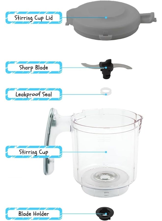EVLA'S Replacement Stirring Cup & Blade with Steaming Basket for EVLA'S Baby Food Maker - Gray  - Image 2