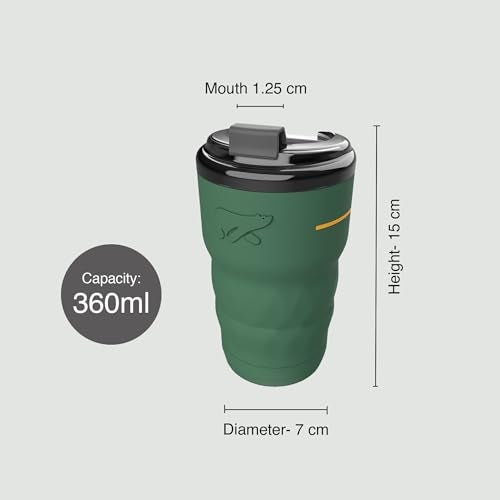 Headway Java Stainless Steel Mugs 360 ml - 2 Years Brand Warranty | Insulated Coffee Mug | Travel Mug | Coffee Tumbler | Cold for 6 Hours & Hot for 3 Hours | Meridian Green - Image 3