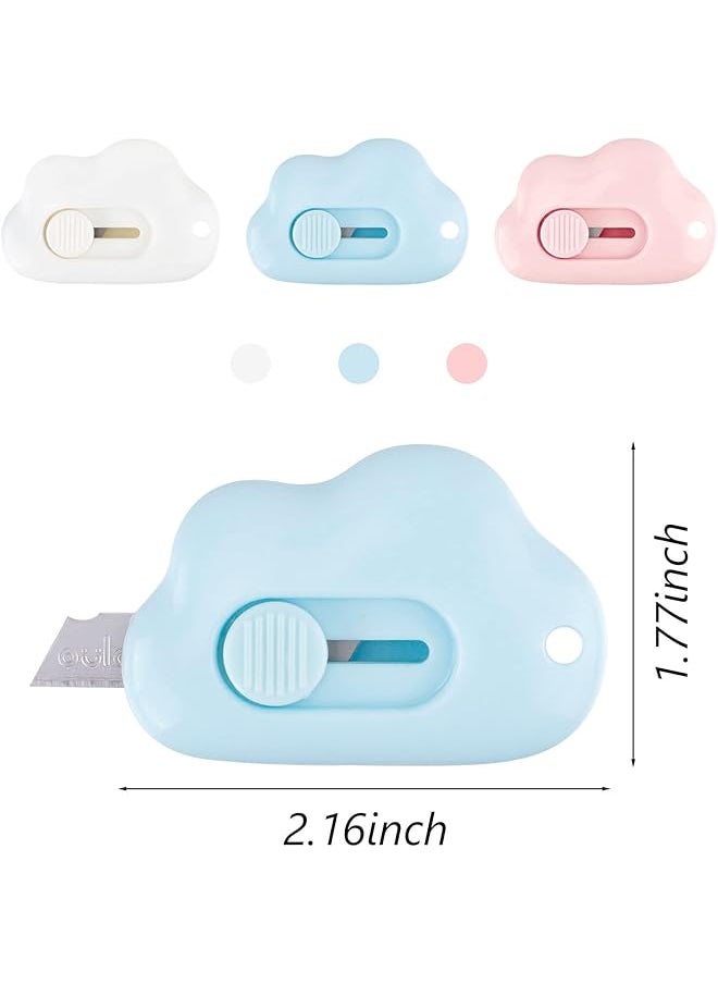 erorex 9 Pieces Cloud Mini Box Cutter Retractable Cat Paw And Cloud Shaped Letter Opener For Envelope Cardboard Crafting Stationary Aesthetic School Office Supplies  - Image 2