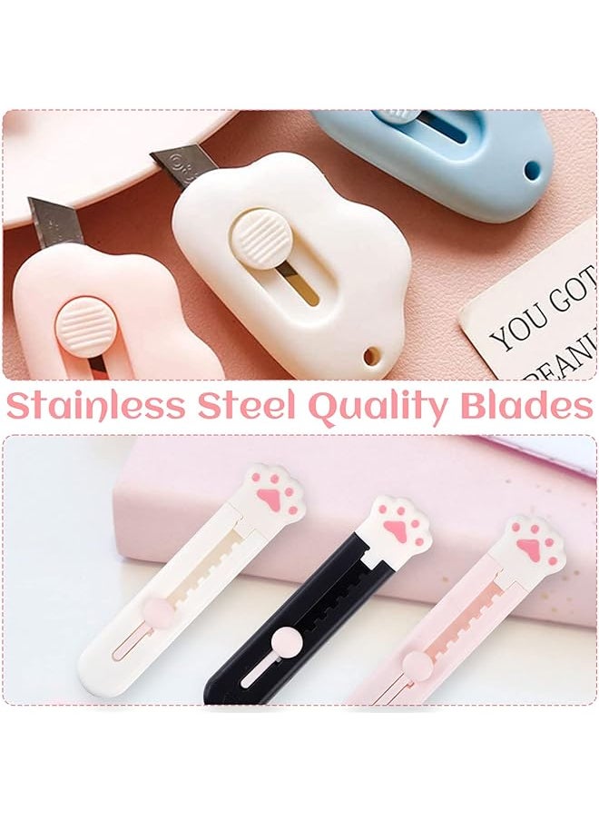 erorex 9 Pieces Cloud Mini Box Cutter Retractable Cat Paw And Cloud Shaped Letter Opener For Envelope Cardboard Crafting Stationary Aesthetic School Office Supplies  - Image 4