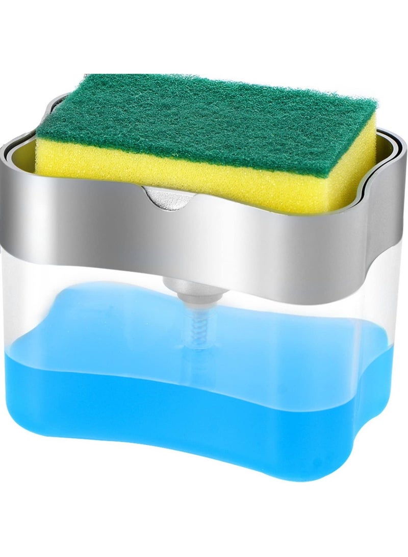 Generic Soap Dispenser with Sponge, 2-in-1 Dishwashing Liquid Pump Box – One-Hand Press, No-Waste Kitchen Sink Organizer, Fast Foam Cleaner for Home & Restaurants – Multicolor - Image 1