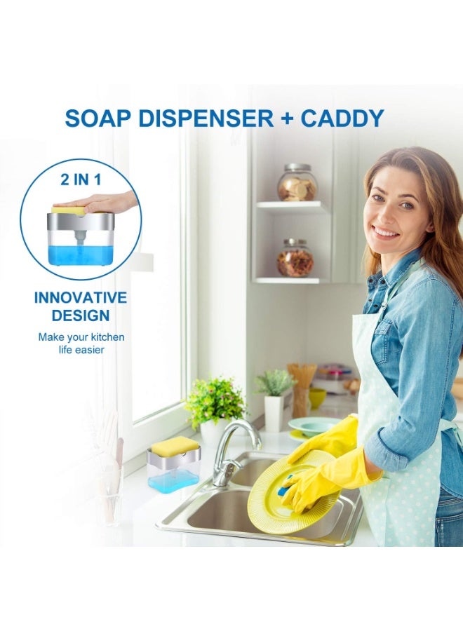 Generic Soap Dispenser with Sponge, 2-in-1 Dishwashing Liquid Pump Box – One-Hand Press, No-Waste Kitchen Sink Organizer, Fast Foam Cleaner for Home & Restaurants – Multicolor - Image 2