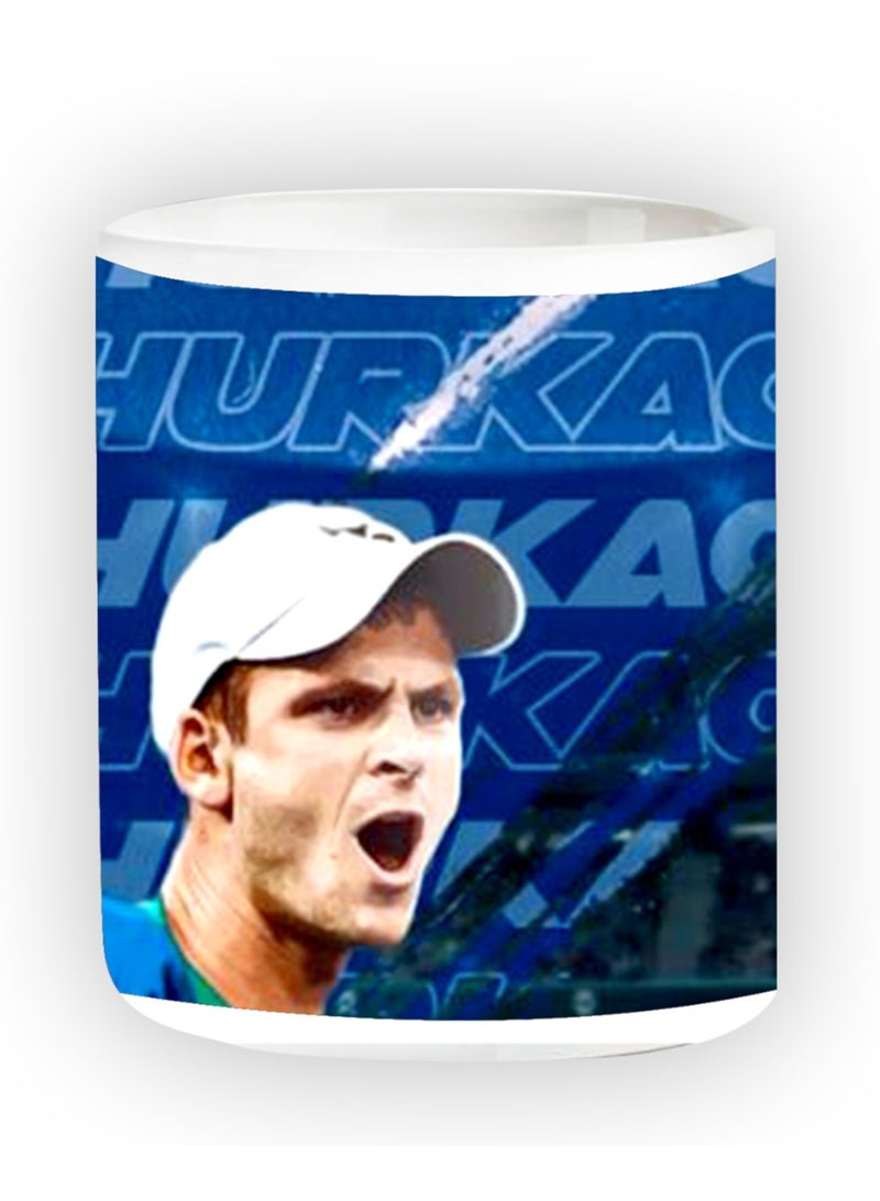 Ceramic mug with the “Hubert Hurkacz” design printed in white