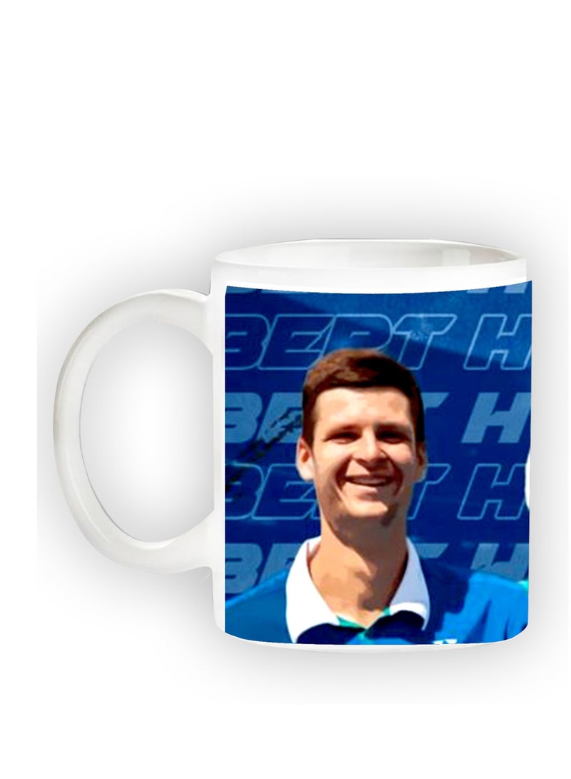 Ceramic mug with the “Hubert Hurkacz” design printed in white