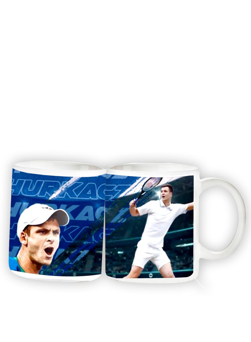 Ceramic mug with the “Hubert Hurkacz” design printed in white