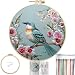 FONNUY Embroidery Kit for Beginners Hummingbird Flowers PreStamped Pattern Kits for Adults with Hoop Easy to Follow Color Thread Needlework 8Hoop Lightblue - Image 2