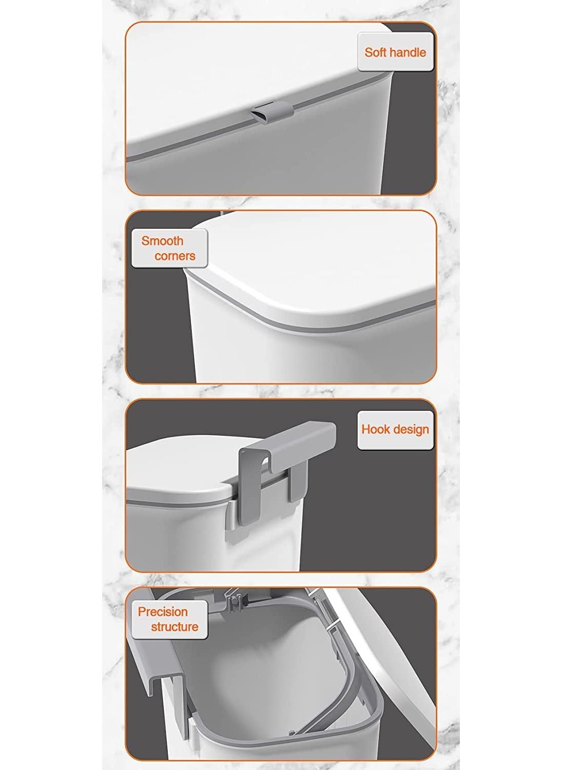 Achyut Achyut Trash Can Dustbin Rectangular Plastic Wastebasket Modern Garbage Container Bin for Bathrooms Powder Rooms Kitchens Living Room Home Offices Hanging Trash Can Garbage Bin  - Image 3
