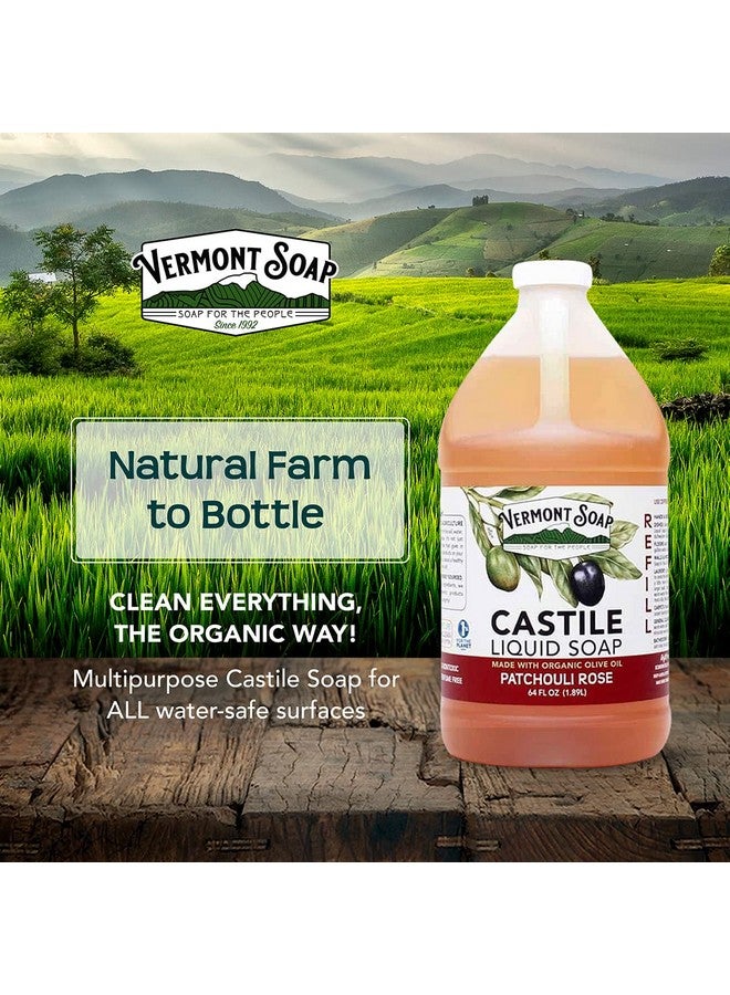 vermont soap Vermont Castile Soap Patchouli Rose, Gentle Liquid Soap For Sensitive Skin & Natural Body Wash, Organic Hair Shampoo For Oily Hair, Aloe Castile Soap For Men & Women - 64 Oz - Image 3