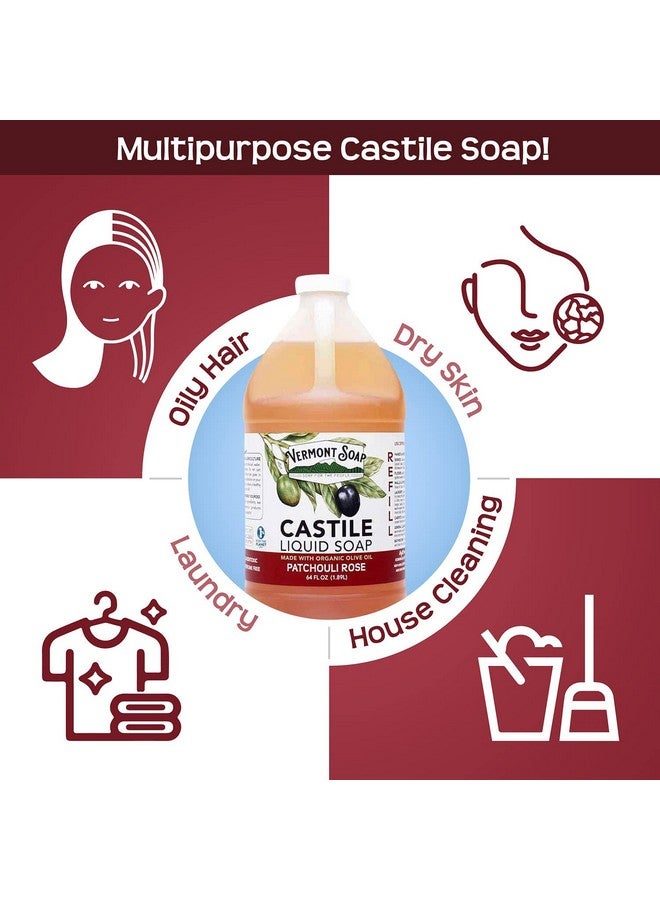 vermont soap Vermont Castile Soap Patchouli Rose, Gentle Liquid Soap For Sensitive Skin & Natural Body Wash, Organic Hair Shampoo For Oily Hair, Aloe Castile Soap For Men & Women - 64 Oz - Image 4