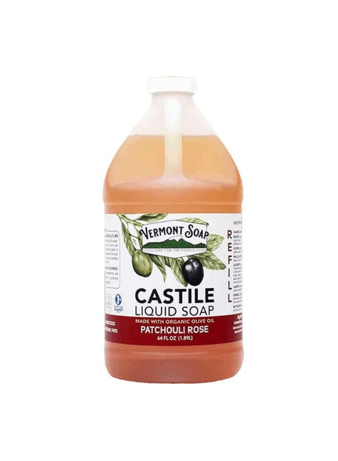 vermont soap Vermont Castile Soap Patchouli Rose, Gentle Liquid Soap For Sensitive Skin & Natural Body Wash, Organic Hair Shampoo For Oily Hair, Aloe Castile Soap For Men & Women - 64 Oz - Image 1