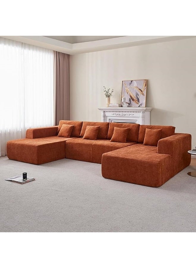 Poppins Home Contemporary U-Shaped 5-Seater Sofa  Oversized Fabric Couch for Living Room  - Image 1