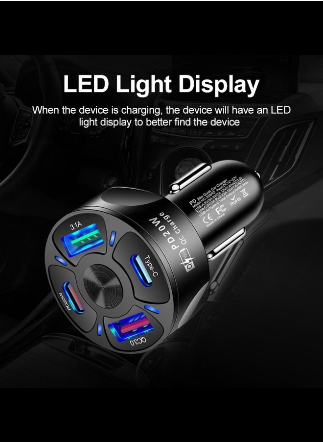 Generic 4-Port PD 20W Car Charger Fast Charging Dual USB & Dual Type-C Car Plug Adapter Car Charger Compatible with All Models of Phones and Tablets for Apple and Android  - Image 4