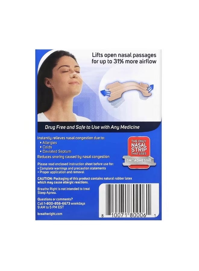 Breathe Right Nasal Strips Original Small/Medium 30 Tan Strips - Image 2
