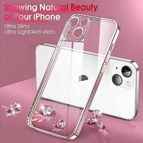 VONZEE Clear Transparent Cover for iPhone 15 Plus Case 6.7 inch TPU Case Cover Camera Protection for Each Lens for Men & Women (Rose Pink) - Image 4