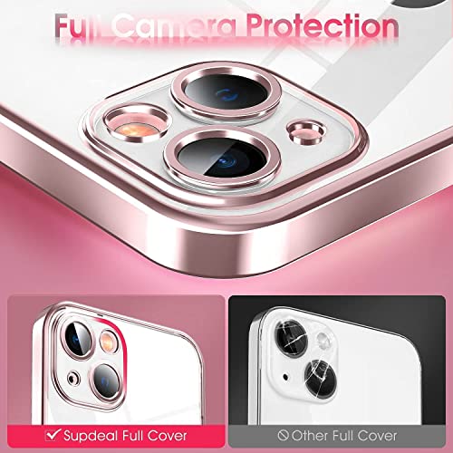 VONZEE Clear Transparent Cover for iPhone 15 Plus Case 6.7 inch TPU Case Cover Camera Protection for Each Lens for Men & Women (Rose Pink) - Image 3