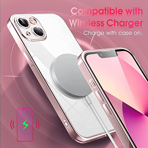 VONZEE Clear Transparent Cover for iPhone 15 Plus Case 6.7 inch TPU Case Cover Camera Protection for Each Lens for Men & Women (Rose Pink) - Image 5