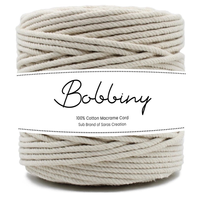 Bobbiny Twisted Macrame Rope 6mm8mm Colorful Natural Cotton Heavy Double Twisted for Sting Craft 84 ft to 164 Off White 6mm 25 Meter - Image 1