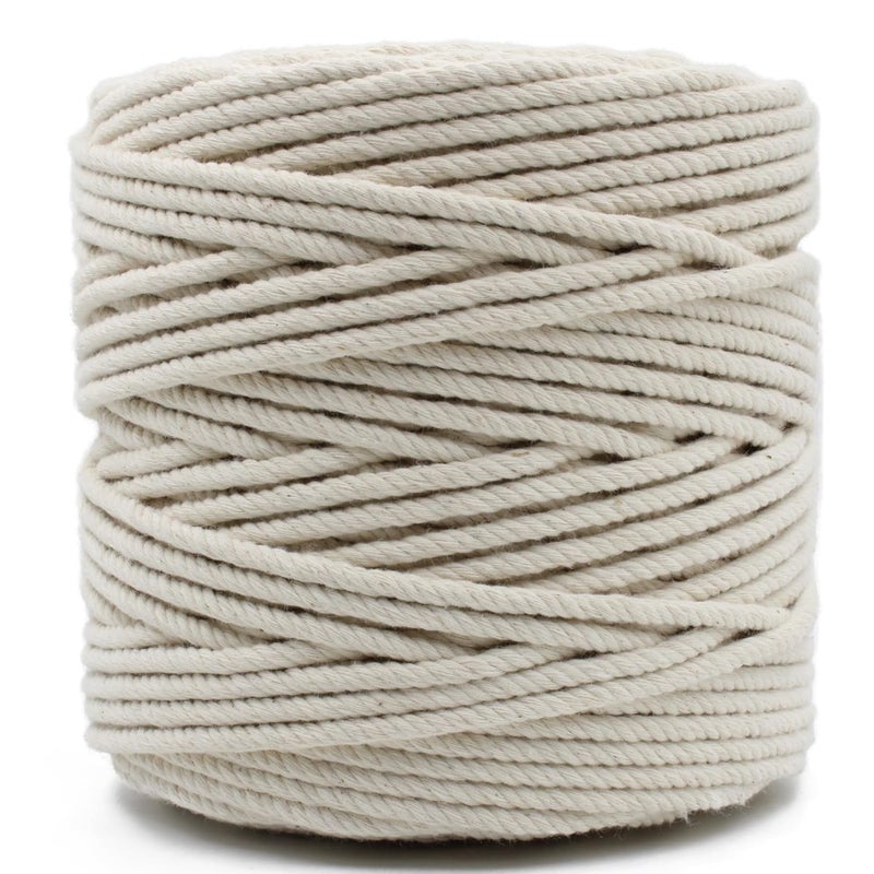Bobbiny Twisted Macrame Rope 6mm8mm Colorful Natural Cotton Heavy Double Twisted for Sting Craft 84 ft to 164 Off White 6mm 25 Meter - Image 3