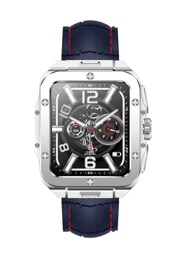 Swiss Military Alps 2 Smartwatch with Call Features, Music Playback, 1000 Songs Storage, IP67, Fitness & Health, Magnetic Charging, 7-12 Days Battery Life, iOS/Android Compatible - Silver Blue - pzsku/Z4386600CB2FD580036D0Z/45/_/1699948002/fa55382e-dd16-4fe7-a815-bca0b245816f