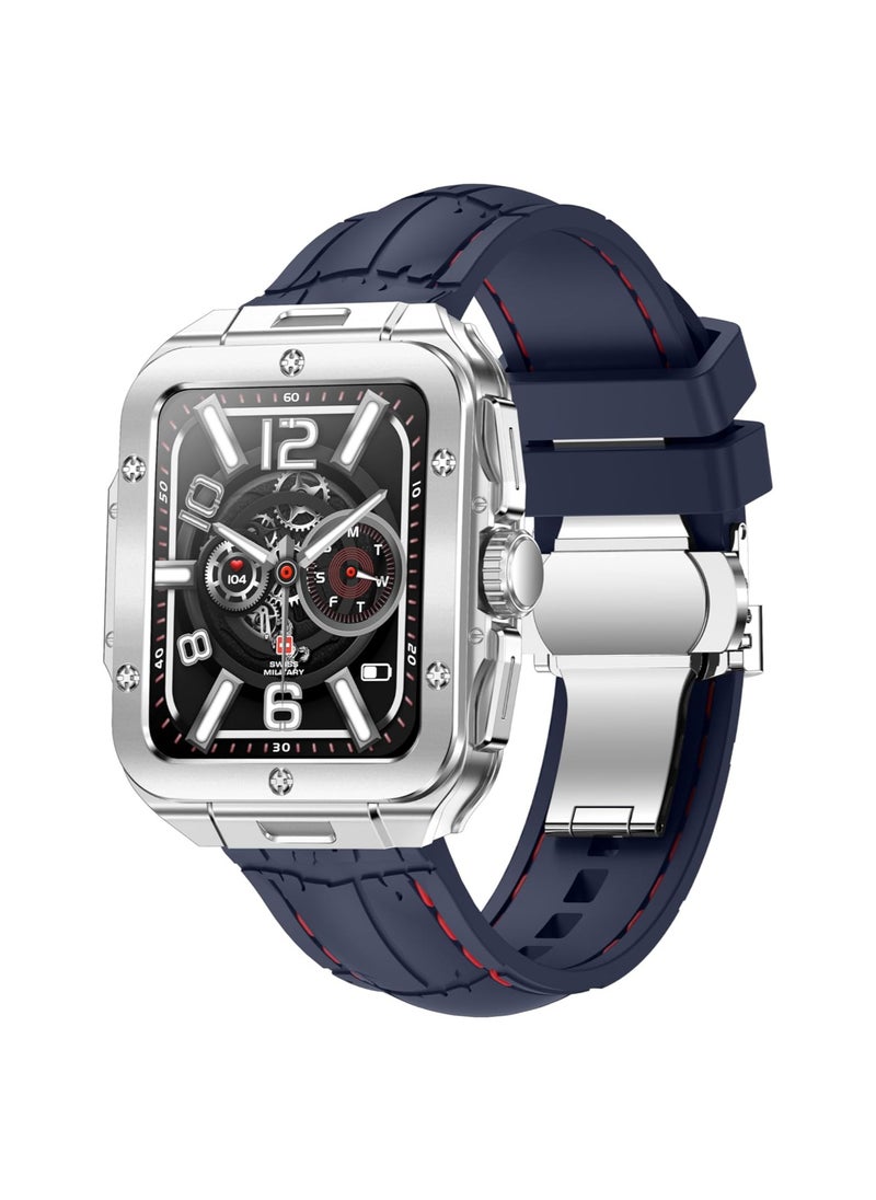 Swiss Military Alps 2 Smartwatch with Call Features, Music Playback, 1000 Songs Storage, IP67, Fitness & Health, Magnetic Charging, 7-12 Days Battery Life, iOS/Android Compatible - Silver Blue - pzsku/Z4386600CB2FD580036D0Z/45/_/1699948003/0d5b7fd6-23d7-48ac-9f22-ad82ebc3f27d