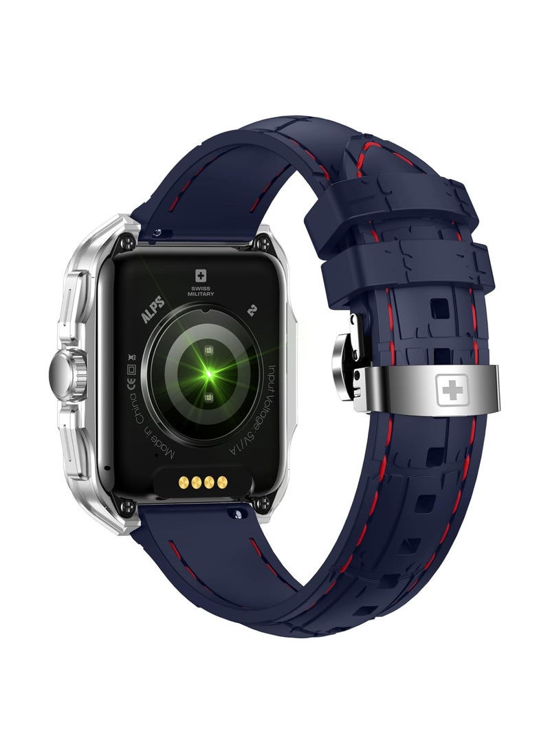 Swiss Military Alps 2 Smartwatch with Call Features, Music Playback, 1000 Songs Storage, IP67, Fitness & Health, Magnetic Charging, 7-12 Days Battery Life, iOS/Android Compatible - Silver Blue - pzsku/Z4386600CB2FD580036D0Z/45/_/1699948004/05490117-accc-4ca1-a28e-8eb8f6d8298b