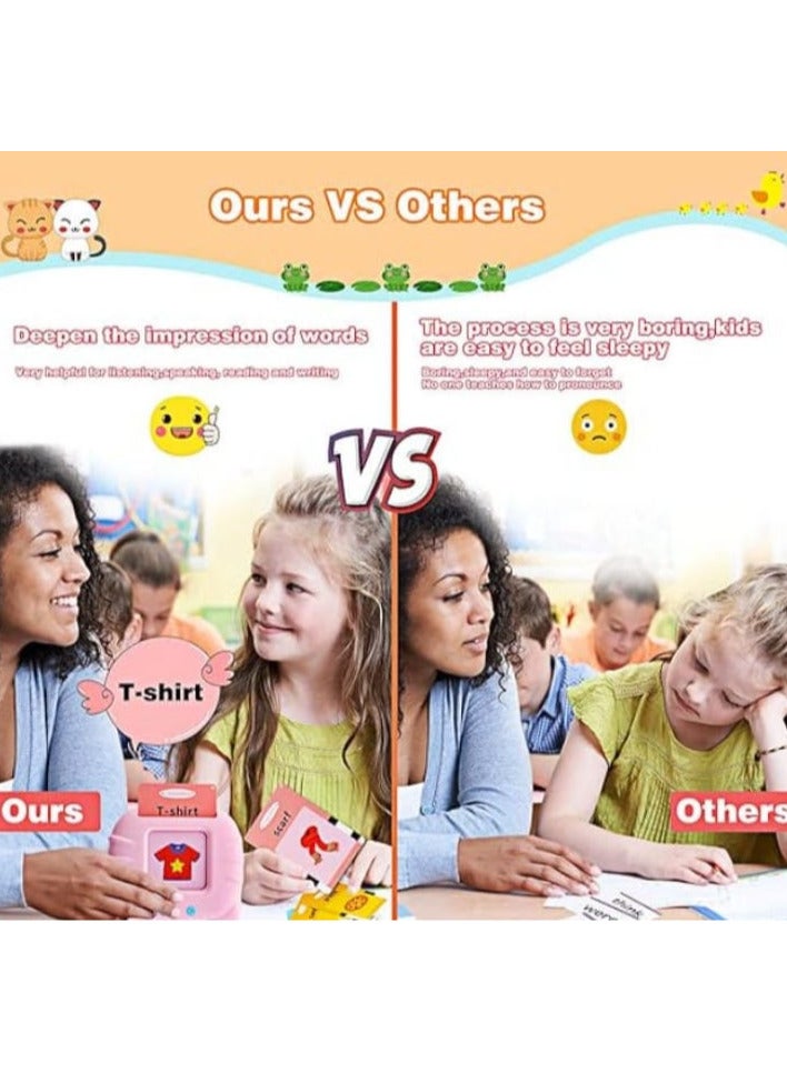 Talking Flash Cards Educational Toys for Toddlers Ages 1-6, British English, 384 Words, Auditory Learning Toys, Preschool Learning Resource, Electronic Interactive Toy Kids Birthday Gifts - Pink - Image 3
