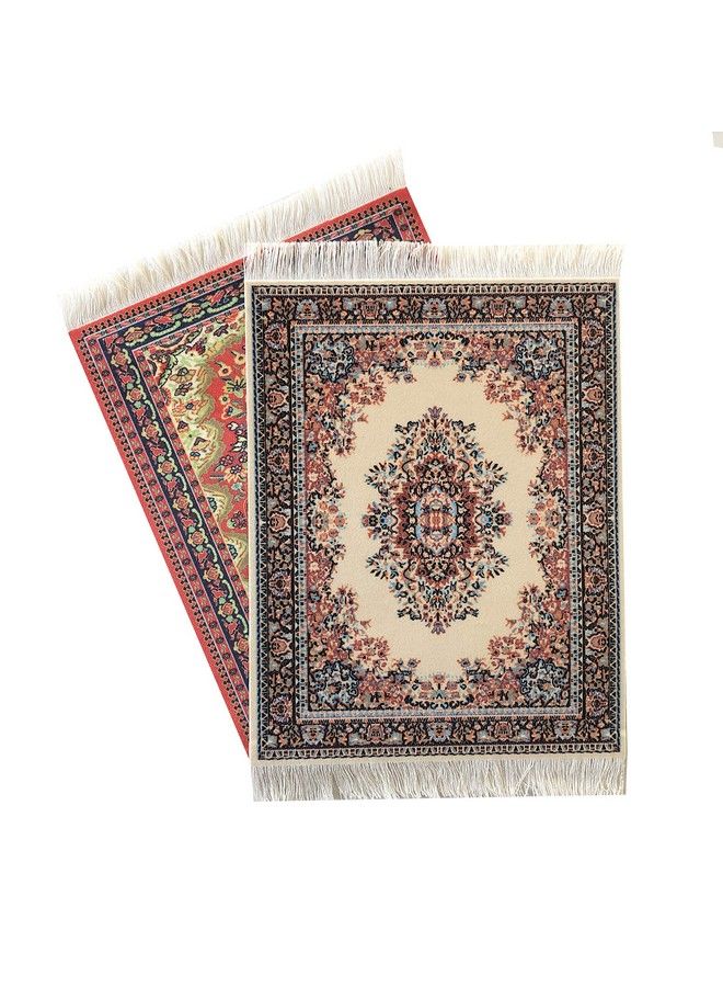 Inusitus Set Of 2 Dollhouse Carpets Miniature Dolls House Accessory Rugs For 3” To 12” Dolls 10X7 Rectangle Kids Toy Furniture Carpeting Decor - Image 1