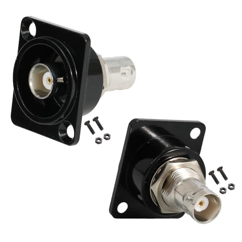PENGLIN 2PCS BNC D Series Panel-Mount Connector, BNC Female to Female Adapter Bulkhead Connector, Coaxial Extension Coupler for Custom Communication & Surveillance Systems - Image 1