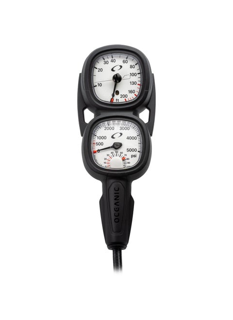 OCEANIC Maxview Combo Includes Pressure and Depth gauges  Oversized gauges for Easy Viewing  Pressure Gauge Available in PSI or Bar  36 House Included  PSIFahrenheitFeet